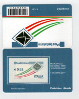 TESSERA  FILATELICA  2014   BUSTA CHE VOLA € 0,95     BARRE  7430 - Philatelic Cards