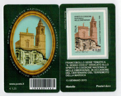 TESSERA  FILATELICA  2015    CENTENARIO  DEL  TERREMOTO  DELLA  MARSICA    BARRE  7442 - Philatelic Cards