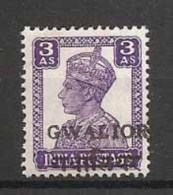 Br India King George VI, SG133 3a Bright Violet, Mint, Princely State Gwalior Overprint, Alizah Printing, Inde CV 95£ - Gwalior