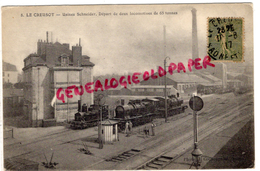 71 - LE CREUSOT - USINES SCHNEIDER  DEPART DE DEUX LOCOMOTIVES DE 65 TONNES - 1917 - Le Creusot