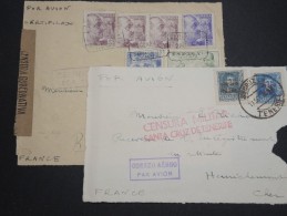 ESPAGNE - 2 Enveloppes ( Devants ) Avec Censures Pour La France - A Voir - L 5932 - Nationalistische Zensur