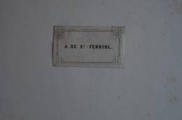 Ex-libris  étiquette Typographique XIXème - A. De St. - FERRIOL - Ex-Libris