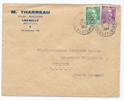 1752 - Lettre 1949 Gandon Mixte THARREAU Plantes Médicinales Chemillé 49 Miane Et Loire - 1921-1960: Modern Period