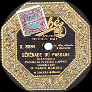 78 T. - 25 Cm - état  B - Robert MARINO - SERENADE DU PASSANT - CHANSON DE L'ADIEU - 78 T - Discos Para Fonógrafos