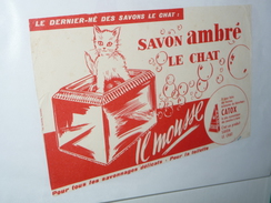 BUVARD Publicitaire  BLOTTING PAPER   Savon AMBRE Le Chat Il Mousse - Perfumes & Belleza