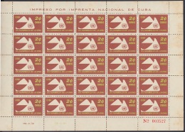 1961.70 CUBA (LG-1015) 1961. XV ASAMBLEA NACIONES UNIDAS. PALOMA PIGEON BIRD AVES. COMPLETE SET SHEET MANCHAS. - Neufs