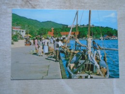 D143751 St. Thomas  U.S.  Virgin Islands Harbour -Native Sloop Departing - Virgin Islands, US