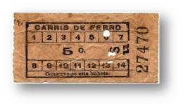 Carris De Ferro - 5 Centavos - Inspector's Chopping 21 - Tramway Ticket - Serie Su - Lisboa Portugal - Europe