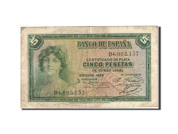 Billet, Espagne, 5 Pesetas, 1935, 1935, KM:85a, TB+ - 5 Pesetas