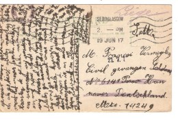 Guerre-Oorlog 14-18 Stampless PC Military C.Glasgow 1917 To Civil Prisonner Soltau Censored PR3731 - Krijgsgevangenen