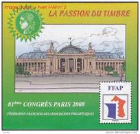 FFAP N°   2 De 2008 - Bloc Dentelé - La Passion Du Timbre - 81 ème Congrès à Paris - FFAP