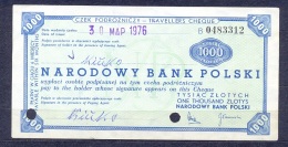 Poland  - 1976 -  1 000 Zl ..... Travelles Cheque UNC - Poland