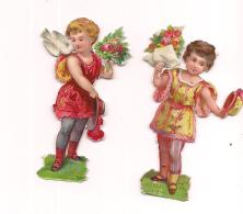 2 PETITS DECOUPIS ENFANTS BOUQUET DE FLEURS - - Enfants