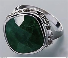 Anello In Argento 925 Sterling Con  Smeraldo Arabo - Ring