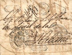 CUBA. 1863. Carta Certificada De San Cristóbal A La Habana. Tres Marcas CERTF. (P.E. 4). Fechador San... - Kuba (1874-1898)