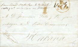 CUBA. 1842. Carta De New York A La Habana Y Reexpedida A Trinidad. Marca De Empresa "E / NA" (P.E. 66),... - Cuba (1874-1898)