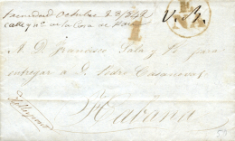 CUBA. 1842. Carta De New York A La Habana Y Reexpedida A Trinidad. Marca De Empresa "E / NA" (P.E. 66),... - Kuba (1874-1898)