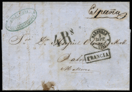 D.P. 28. 1859. Carta Completa Fechada En Constantinopla (24 AGO), Por Marsella (2 SEP), Ambulante Cette-Burdeos (3... - ...-1850 Préphilatélie