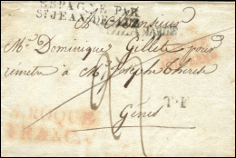 D.P. 25. 1828. Gibraltar A Francia. Marcas Nº 7 Y 10 De San Roque En Rojo Y Francesas En Negro. Al Dorso... - ...-1850 Prephilately