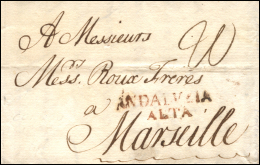 D.P. 24. 1780. Carta De Córdoba A Marsella. Marca "ANDALUZIA ALTA" En Color Rojo (P.E. 3). Preciosa Y... - ...-1850 Prephilately