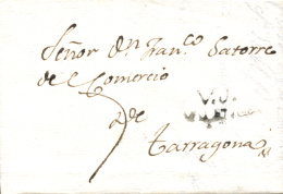 D.P. 19. Villajoyosa. 1805. Carta A Tarragona. Marca "V.J./VALENCIA" (P.E. 1). Rara. - ...-1850 Prephilately