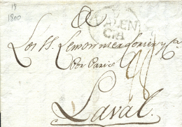 D.P. 19. 1800. Carta De Valencia A Laval (Francia). Marca "V/VALEN/CIA" En Negro (P.E. 18). - ...-1850 Prephilately