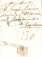 D.P. 19. Valencia. 1737. Carta A Barcelona. Marca "VALEN" (P.E. 5). Rarísima Y Al Dorso Muy Rara Marca... - ...-1850 Prephilately