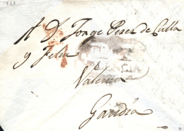 D.P. 19. Onteniente. Envuelta Sin Fechar A Gandía. Marca "ONTENIENTE / VALENCIA" (P.E. 3). En Negro.... - ...-1850 Prephilately