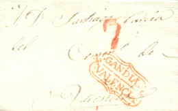 D.P. 19. Gandía. 1831. Carta A Valencia. Marca "GANDIA/VALENCIA" En Rojo (P.E. 5). Lujo. - ...-1850 Prephilately