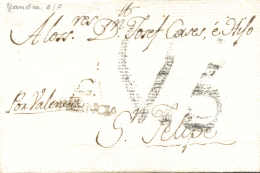 D.P. 19. Gandía. Envuelta A San Felipe, Sin Fechar. Marca "G/VALENCIA" (P.E. 2). Muy Rara. - ...-1850 Prephilately