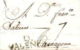 D.P. 19. Denia. 1806. Carta A Tarragona. Marca "D./VALENCIA" (P.E. 4). Preciosa Y Rara. - ...-1850 Voorfilatelie