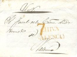 D.P. 19. Frontal Sin Fechar, Circulado De Chiva A Valencia. Marca "CHIVA/VALENCIA" En Rojo, P.E. 3.... - ...-1850 Préphilatélie