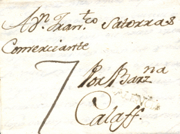 D.P. 19. Castellón. 1785. Carta De Almazora A Calaf. Marca Lineal "Valencia" (P.E. 1). Rarísima. - ...-1850 Vorphilatelie