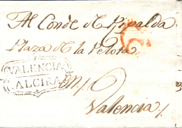 D.P. 19. 1816. Carta De Alcira A Valencia. Marca "VALENCIA/ALCIRA" (P.E. 2). Lujo. - ...-1850 Prephilately