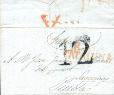 D.P. 16. 1842. Carta De Reus A Santiago. Marca P.E. 11 Y "A" De Abono A La Llegada (P.E. 30). - ...-1850 Prephilately