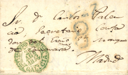 D.P. 16. 1844. Monforte De Lemos. Carta A Madrid. Fechador Baeza En Color Verde (P.E. 8). Excepcional Calidad.... - ...-1850 Prephilately