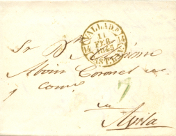D.P. 14. 1845. Valladolid. Carta A Ávila. Fechador Baeza Tipo I En Color Verde Oxidado (P.E. 2). Al Lado,... - ...-1850 Préphilatélie