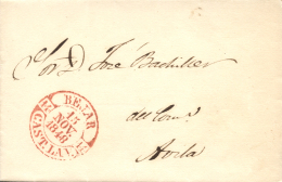 D.P. 14. 1848. Béjar. Carta A Ávila. Fechador Baeza En Rojo (P.E. 3). Estampación Excepcional. - ...-1850 Prephilately