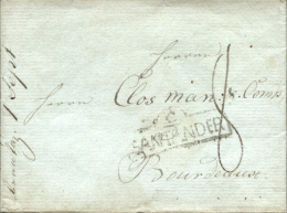 D.P. 9. Santander. 1804. Envuelta A Burdeos. Marca "C/ SANTANDER"  (PE 6) En Negro. Porteo Mns. "8". Muy Rara. - ...-1850 Préphilatélie