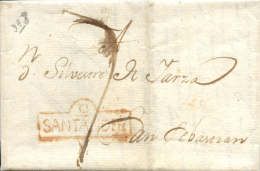 D.P. 9. Santander. 1792. Carta A San Sebastián. Marca "C/ SANTANDER"  (PE 6) En Color Rojo. Porteo Mns. "7".... - ...-1850 Vorphilatelie