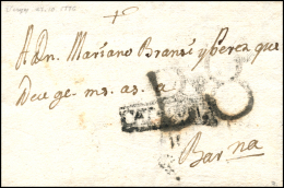 D.P. 5. 1776. Carta De Verges (Girona) A Barcelona. Marca De La Bisbal "CATALVÑA" En Recuadro (P.E. 2).... - ...-1850 Préphilatélie