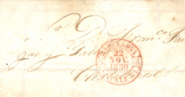 D.P. 5. Carta De Barcelona A Castelltersol. Fechador Baeza. Sin Sello Ni Porteo. - ...-1850 Prephilately