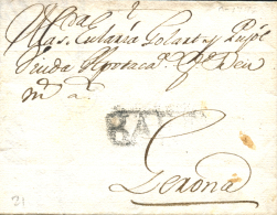 D.P. 5. 1745. Carta De Barcelona A Girona. Marca "BARNA" En Negro (P.E. 21). Rara. - ...-1850 Préphilatélie