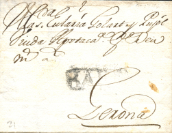 D.P. 5. 1745. Carta De Barcelona A Girona. Marca "BARNA" En Negro (P.E. 21). Rara. - ...-1850 Prephilately