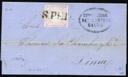 PERU. Ø 8 En Envuelta Circulada A Lima, El 4/6/1864. Marca Lineal "SPED" Y "CONDUCCIÓN DEL CARTERO... - Pérou