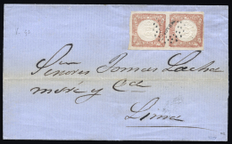 PERU. Ø 8(2) En Carta Completa Circulada De Camiña A Lima, El 28/9/1867. Mat. "PISAGUA". Marquilla... - Peru