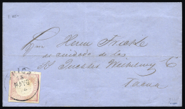 PERU. Ø 8 En Envuelta Circulada A Tacua, El 15/5/1864. Mat. Fechador En Negro "ARICA". Marquilla Lamy. Rara. - Pérou