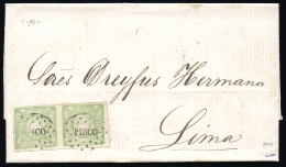 PERU. Ø 13(2) En Carta Completa Circulada A Lima, El 29/4/1870. Mat. "PISCO". Al Dorso Llegada. Marquilla... - Peru