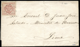 PERU. Ø 5 En Carta Completa Circulada A Lima, El 25/4/1859. Mat. "PASCO". Marquilla Lamy. Muy Rara. - Peru