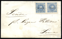 PERU. Ø 3(2) En Envuelta Circulada A Lima, El 29/11/1859. Mat. "CHACAS". Marquilla Lamy. Rarísima. - Peru